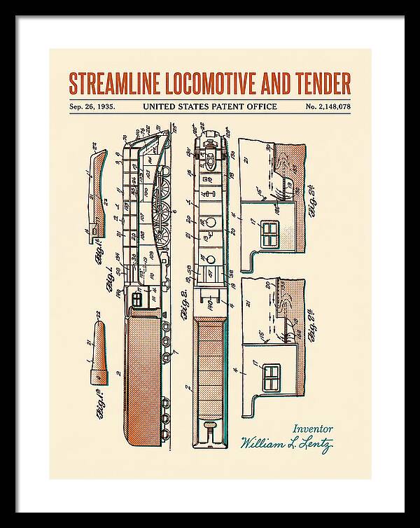 Streamline Locomotive And Tender Retro Patent Us2148078