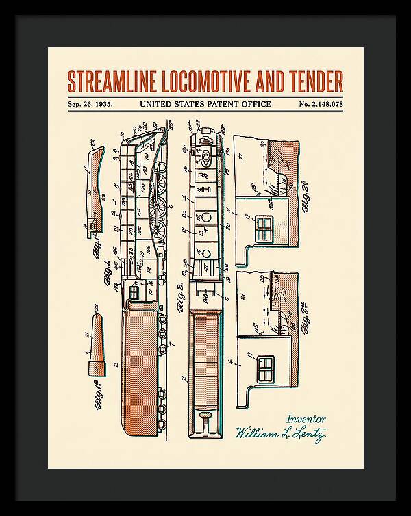 Streamline Locomotive And Tender Retro Patent Us2148078
