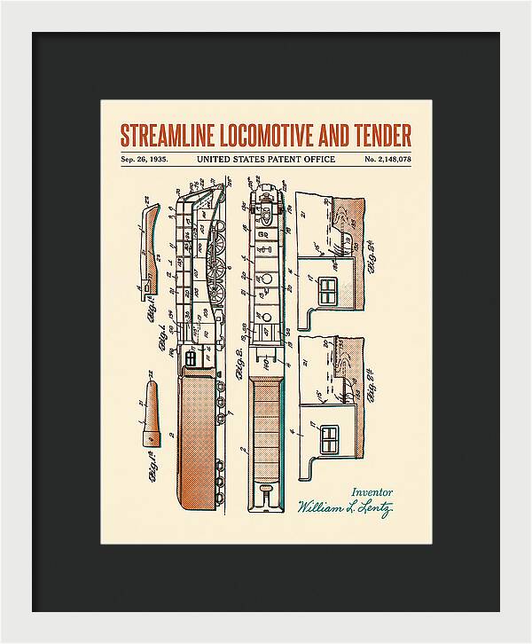 Streamline Locomotive And Tender Retro Patent Us2148078
