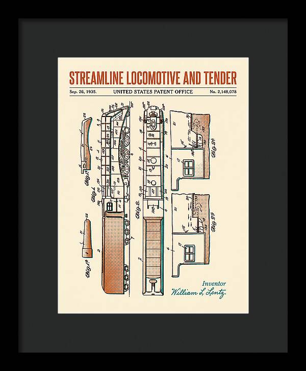 Streamline Locomotive And Tender Retro Patent Us2148078