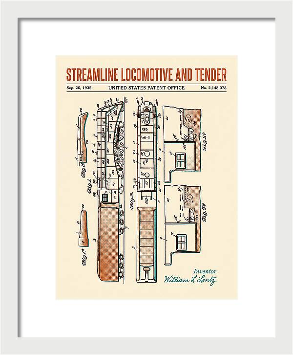 Streamline Locomotive And Tender Retro Patent Us2148078