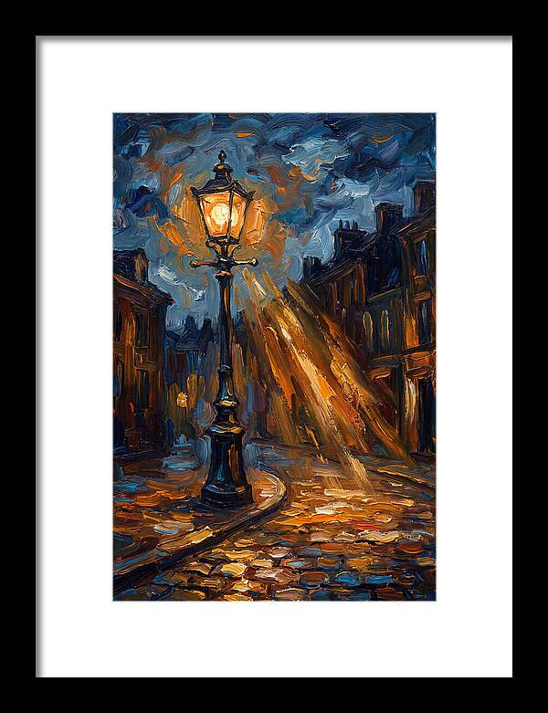Street Lamp Illuminating Cobblestones