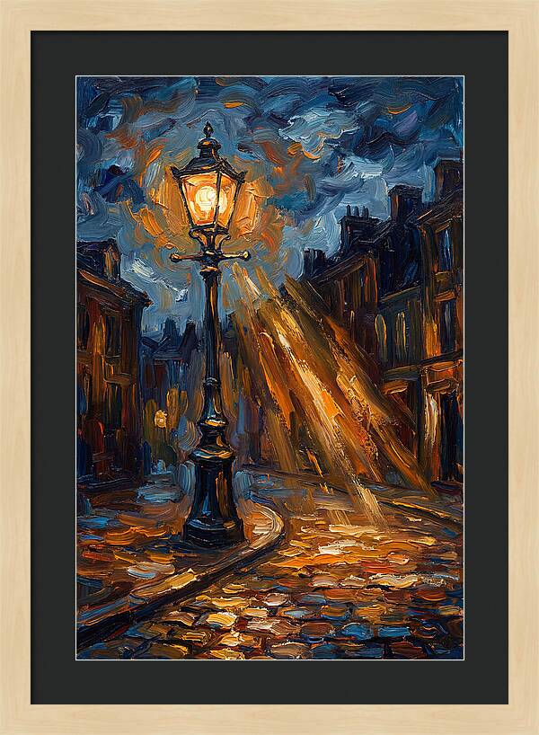 Street Lamp Illuminating Cobblestones