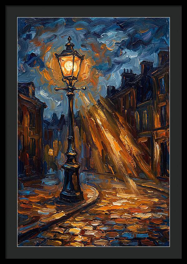 Street Lamp Illuminating Cobblestones