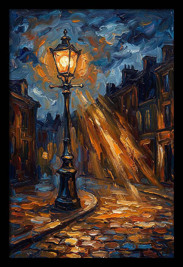 Street Lamp Illuminating Cobblestones