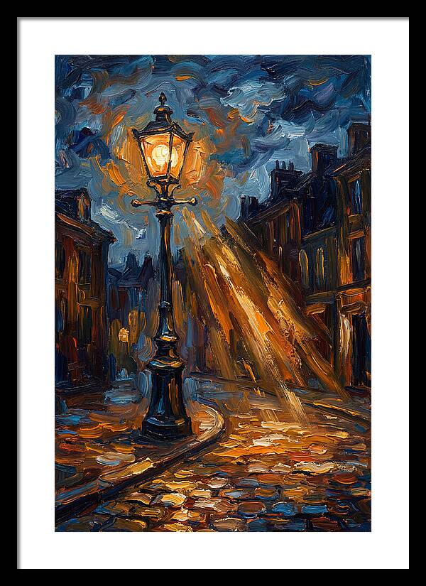 Street Lamp Illuminating Cobblestones