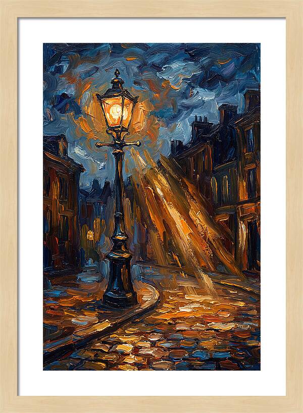 Street Lamp Illuminating Cobblestones
