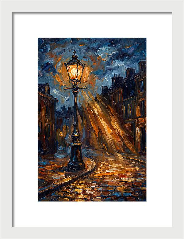 Street Lamp Illuminating Cobblestones