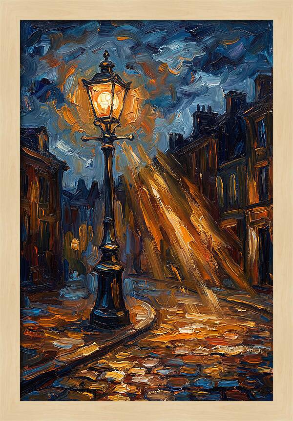 Street Lamp Illuminating Cobblestones