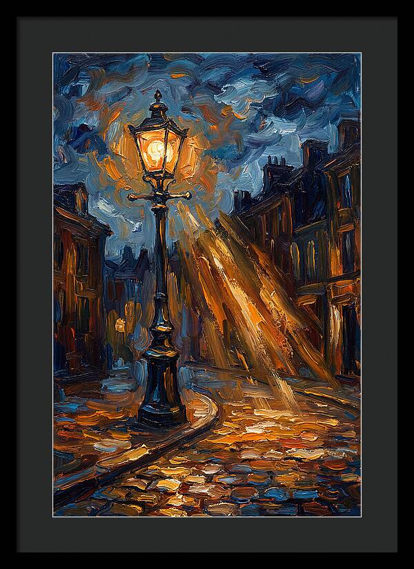 Street Lamp Illuminating Cobblestones