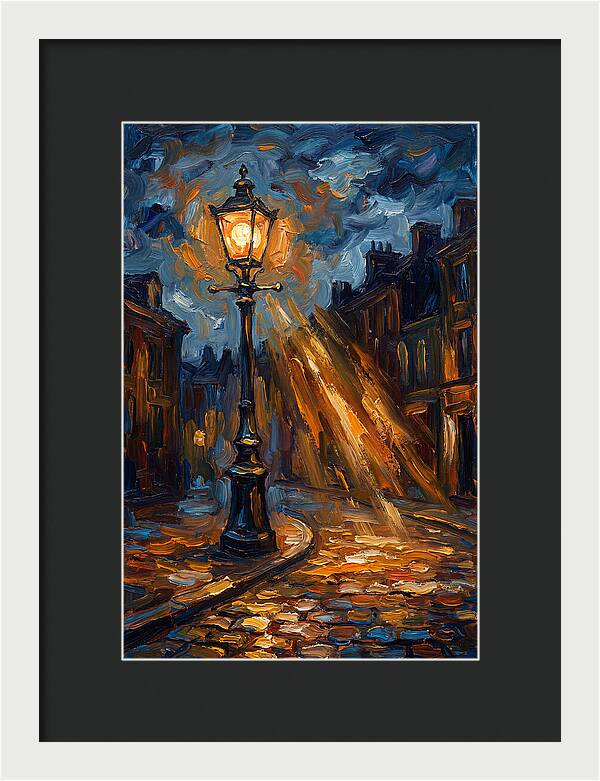 Street Lamp Illuminating Cobblestones
