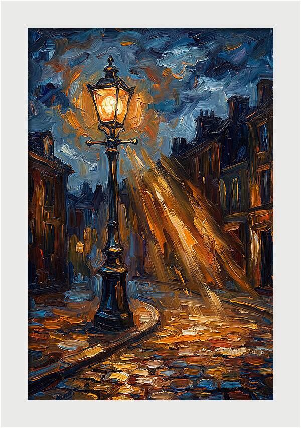 Street Lamp Illuminating Cobblestones