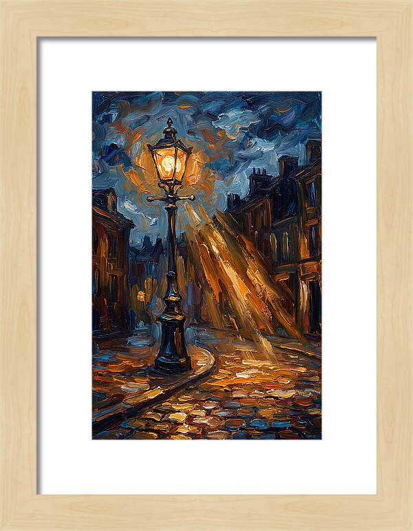 Street Lamp Illuminating Cobblestones