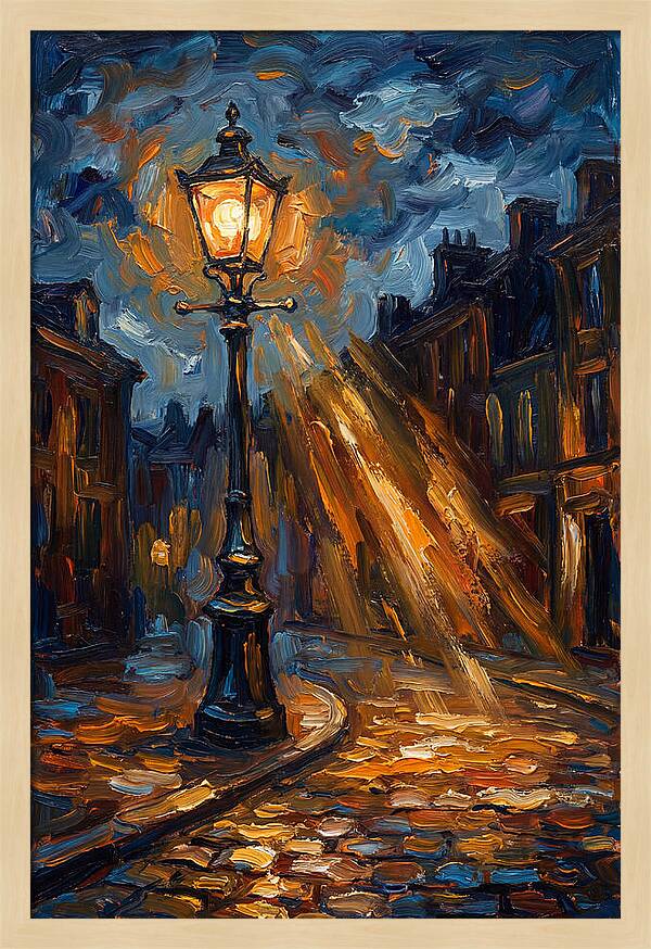 Street Lamp Illuminating Cobblestones