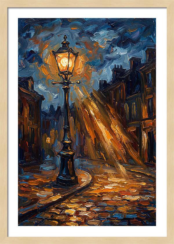 Street Lamp Illuminating Cobblestones