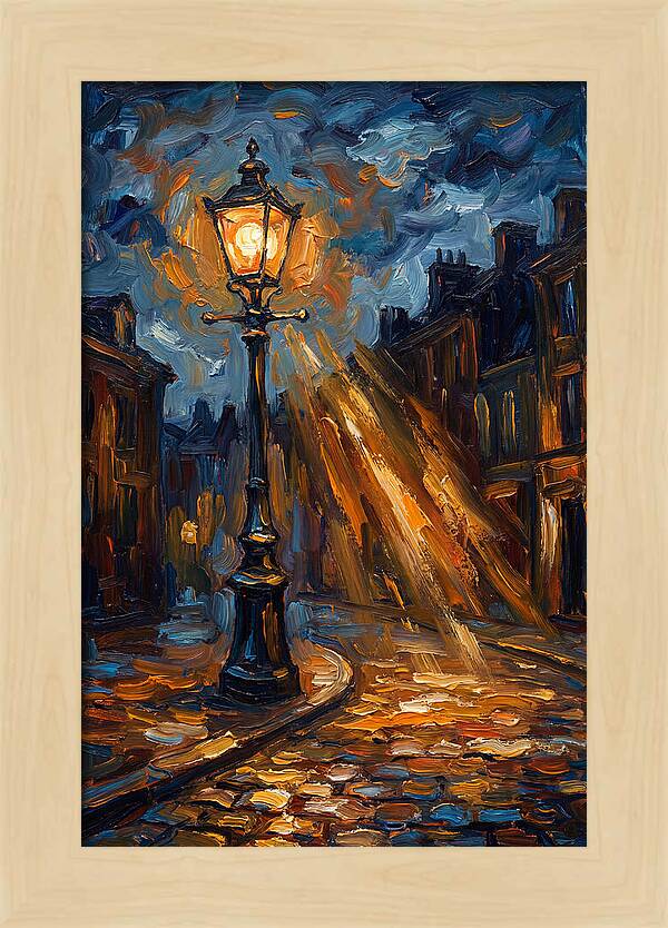 Street Lamp Illuminating Cobblestones