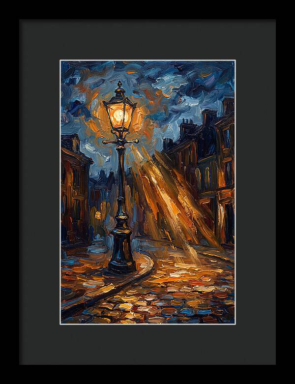 Street Lamp Illuminating Cobblestones