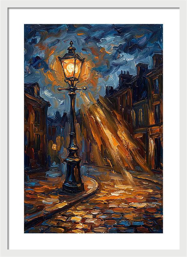Street Lamp Illuminating Cobblestones