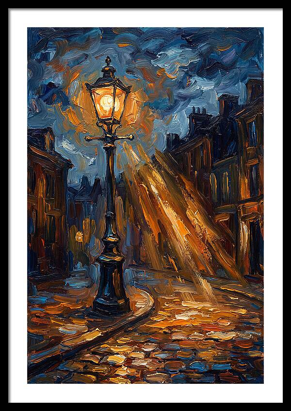 Street Lamp Illuminating Cobblestones