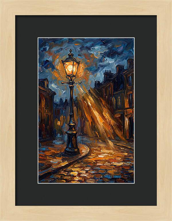 Street Lamp Illuminating Cobblestones