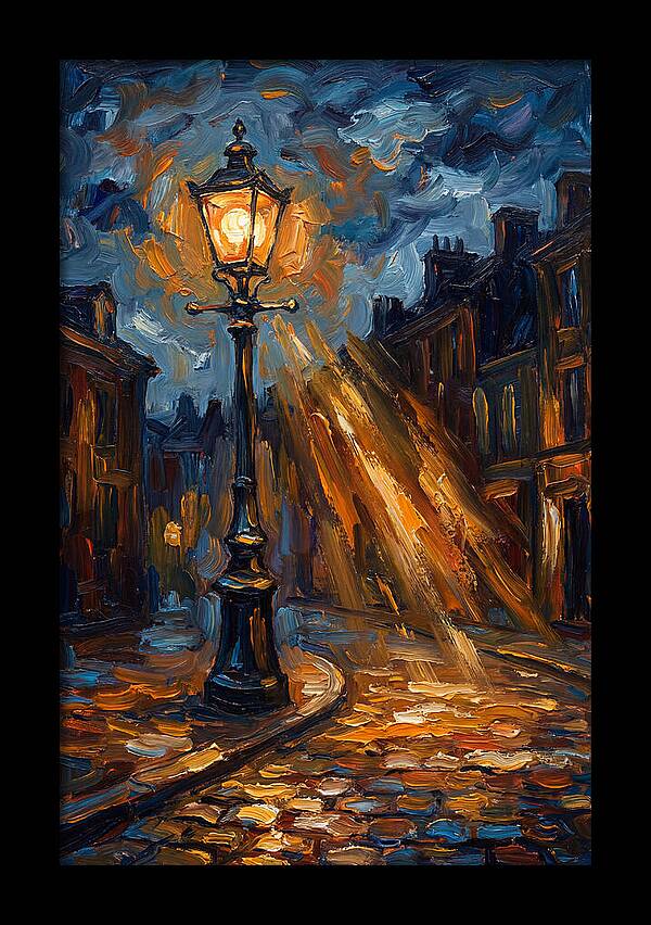 Street Lamp Illuminating Cobblestones