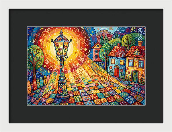 Street Lamp In Colorful Village