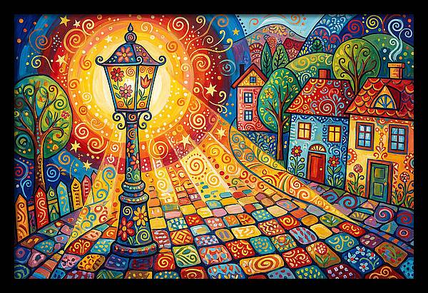 Street Lamp In Colorful Village