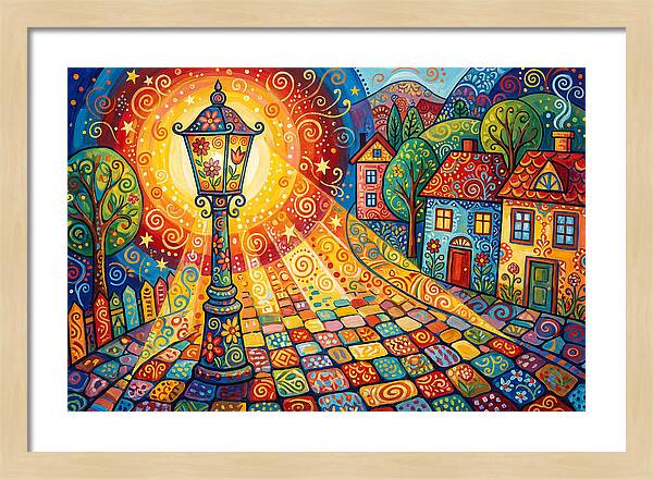 Street Lamp In Colorful Village