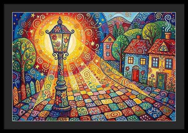 Street Lamp In Colorful Village