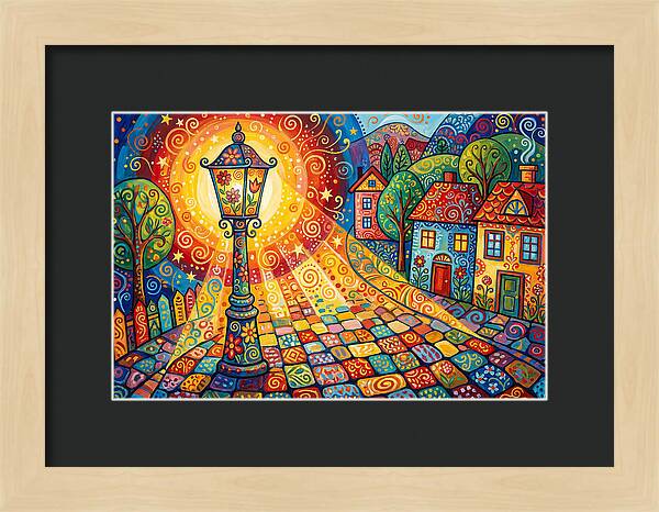 Street Lamp In Colorful Village