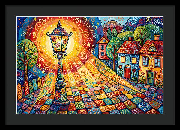 Street Lamp In Colorful Village