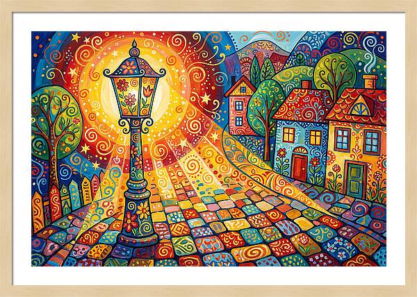 Street Lamp In Colorful Village