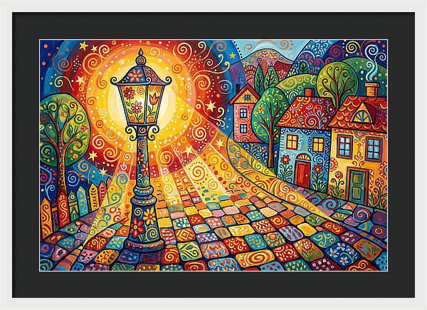 Street Lamp In Colorful Village