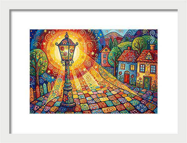 Street Lamp In Colorful Village