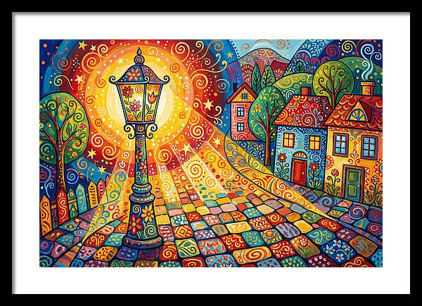 Street Lamp In Colorful Village