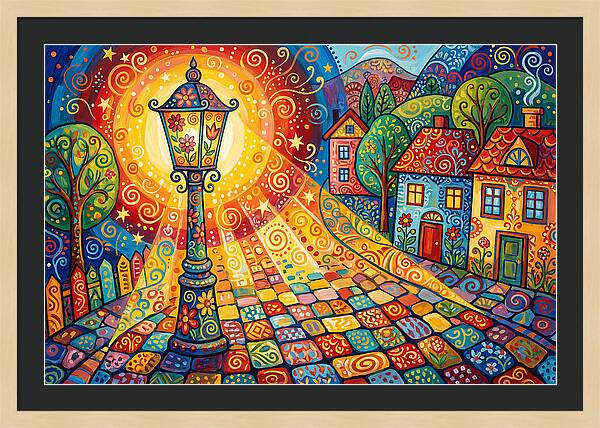 Street Lamp In Colorful Village