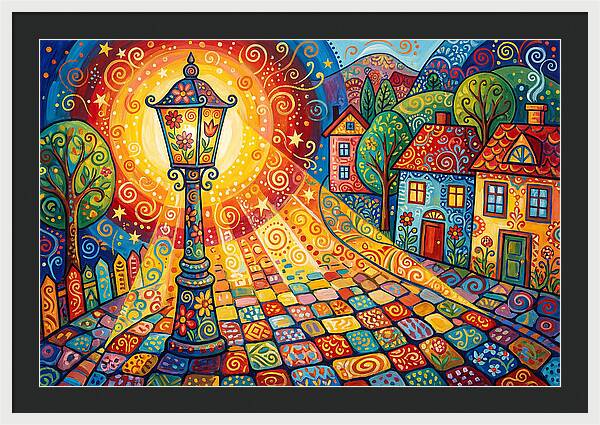Street Lamp In Colorful Village
