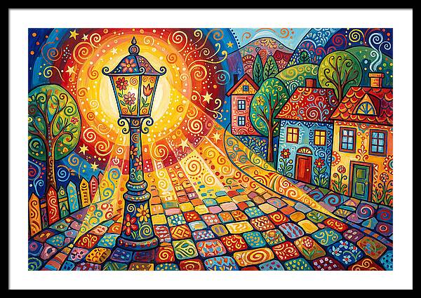 Street Lamp In Colorful Village
