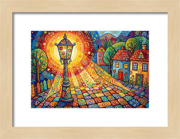 Street Lamp In Colorful Village