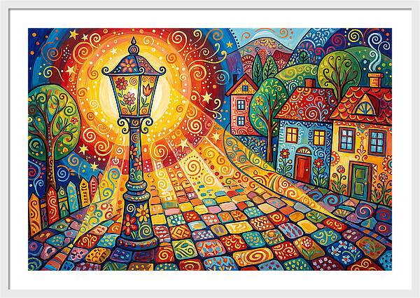 Street Lamp In Colorful Village