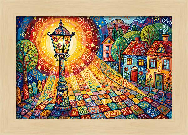 Street Lamp In Colorful Village