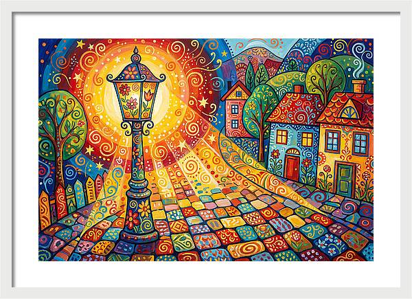 Street Lamp In Colorful Village