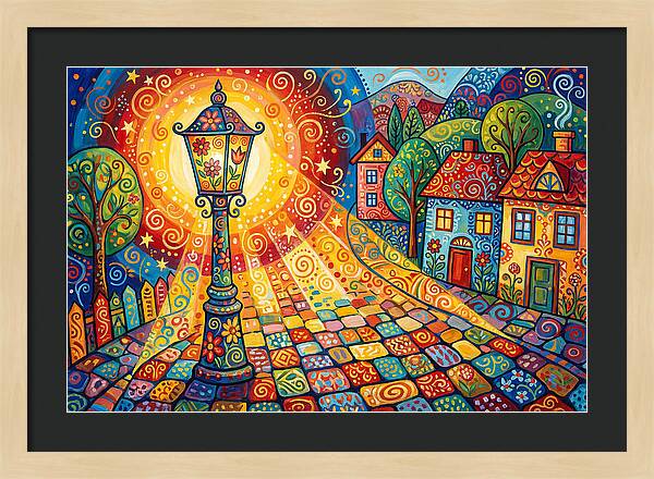 Street Lamp In Colorful Village