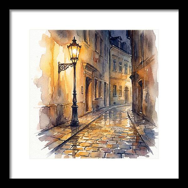 Street Lamp In Rainy Alley