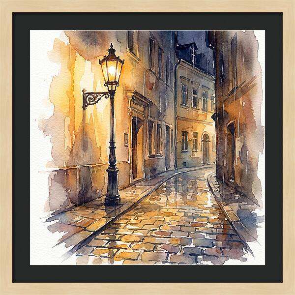 Street Lamp In Rainy Alley
