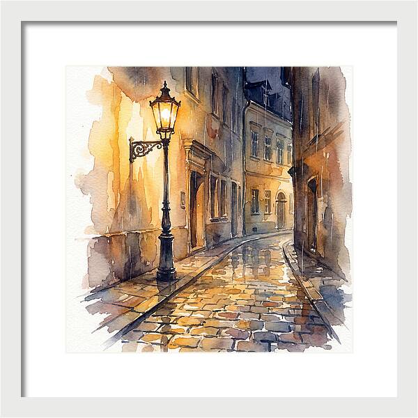 Street Lamp In Rainy Alley