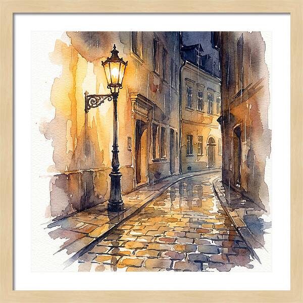 Street Lamp In Rainy Alley