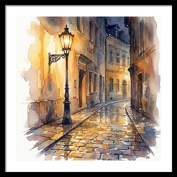 Street Lamp In Rainy Alley