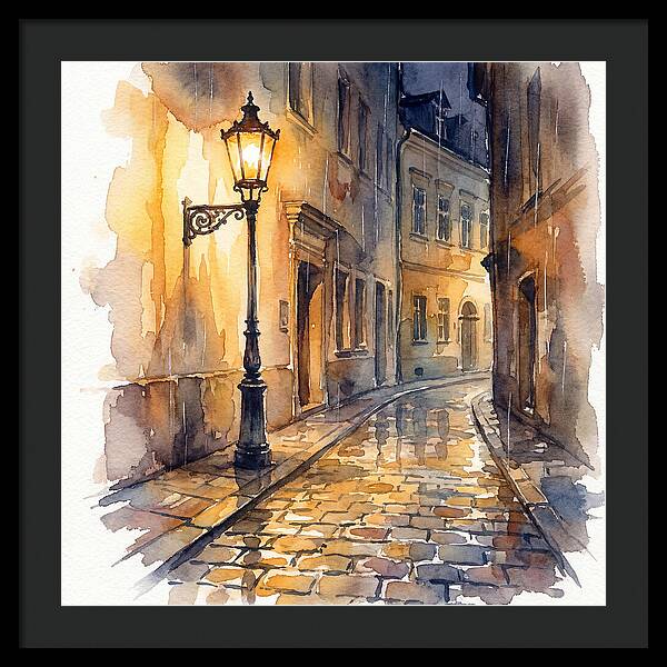 Street Lamp In Rainy Alley