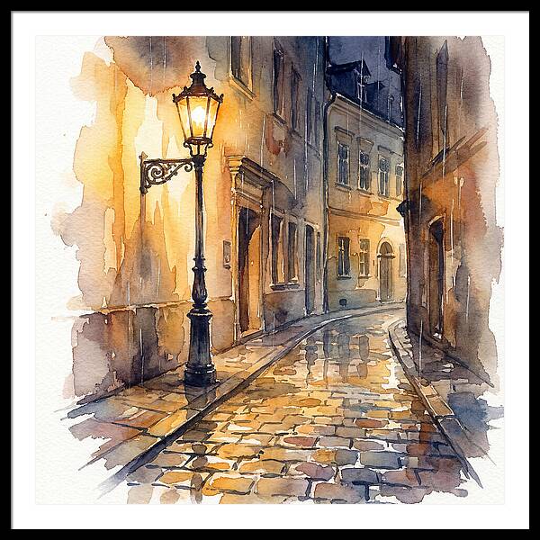Street Lamp In Rainy Alley